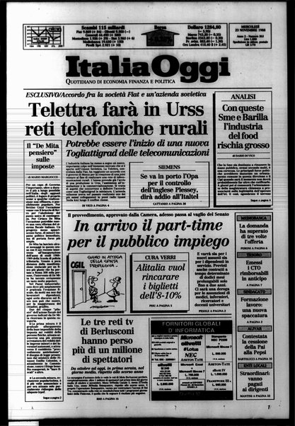 Italia oggi : quotidiano di economia finanza e politica